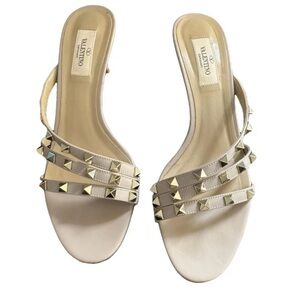 Valentino Rockstars Leather Poudre sandal/slides -  37.5 Worn only one time!